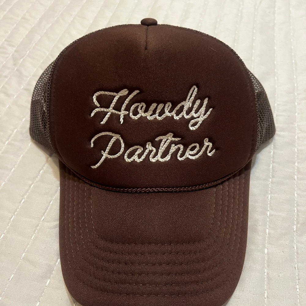 Brown Trucker Cap with Embroidered Text
